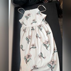 ASOS Cream Colored Floral White Midi Dress